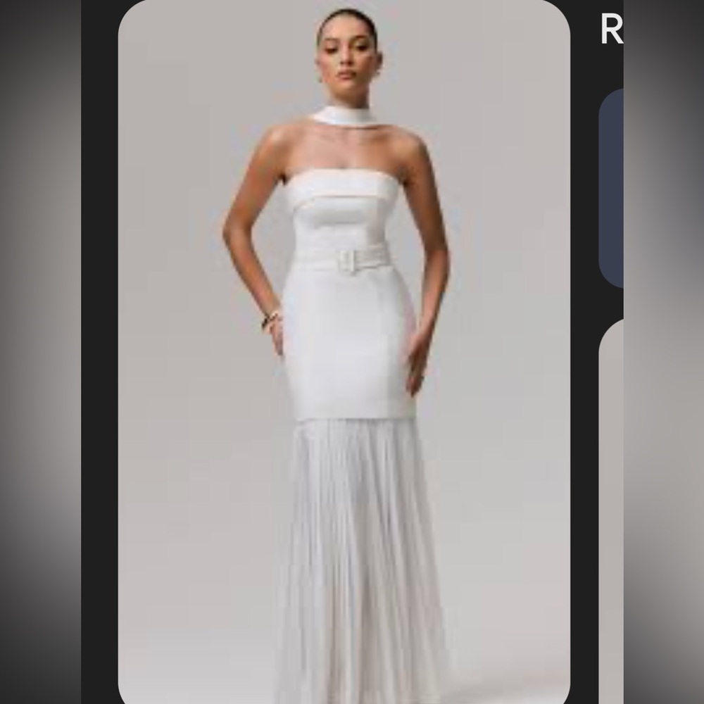 Club London Elegant White Strapless Dress